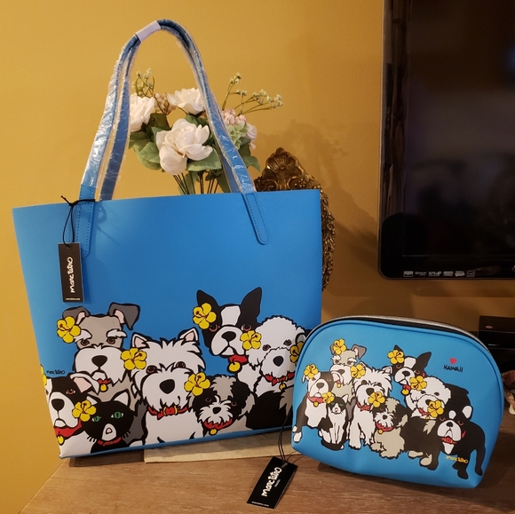 NWT! SET! Marc Tetro Hawaiian Dogs & A Cat - Large Tote & Zip Pouch - Picture 11 of 11